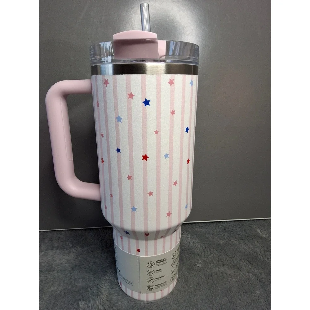 Stanley Quencher H2.0‎ 40oz Tumbler Pink Starry Stripes Limited Ed. 10132300357